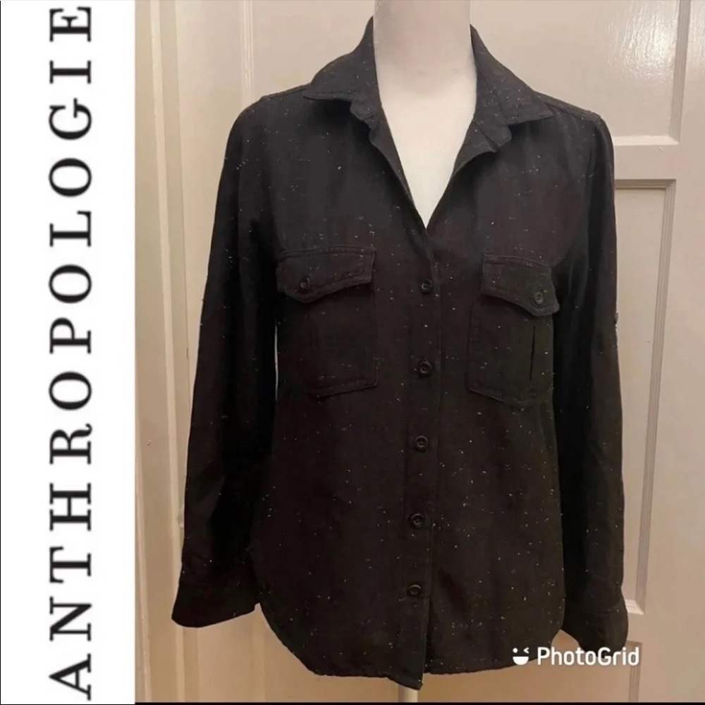 Cloth & Stone Stretchy Speckled Shirt, Black